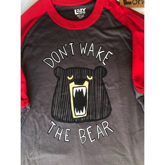 Unisex Lazy One bear pyjama/lounge T-shirt - Picture 2 of 5